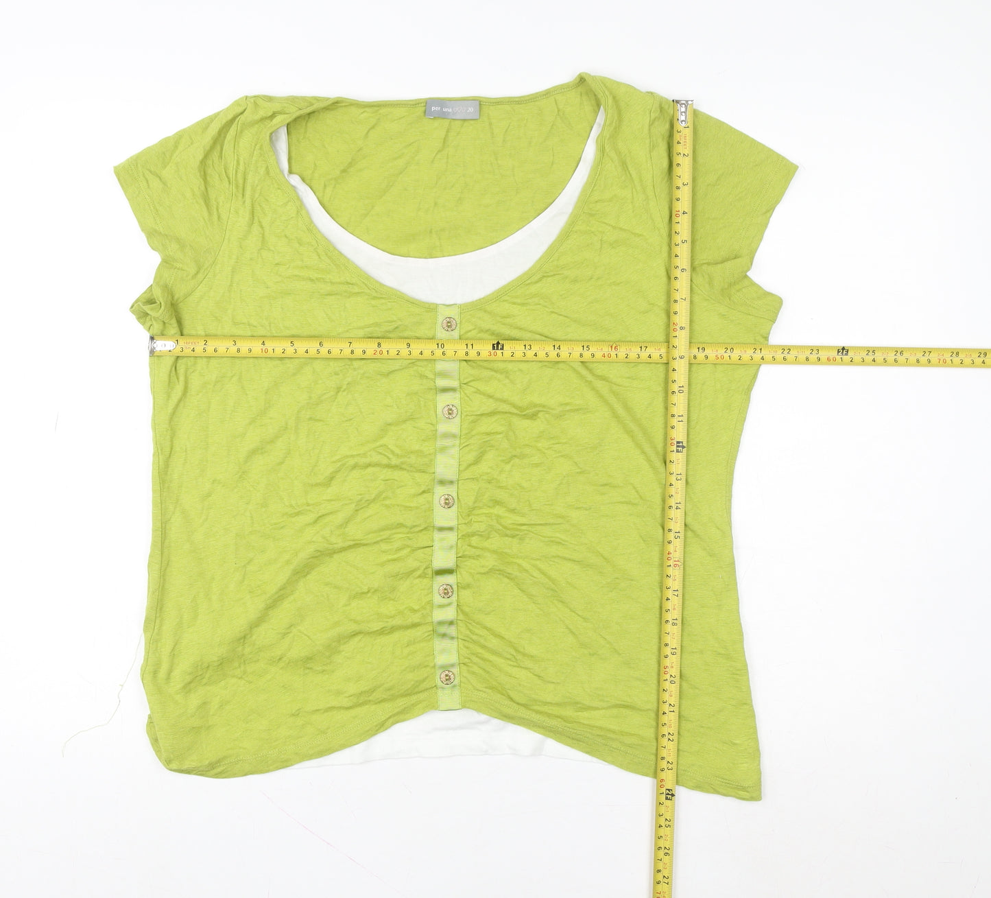 Marks and Spencer Per Una Women's Green Button T-Shirt Size 20