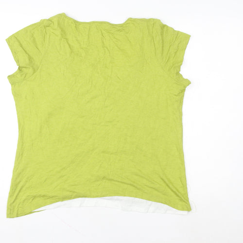 Marks and Spencer Per Una Women's Green Button T-Shirt Size 20