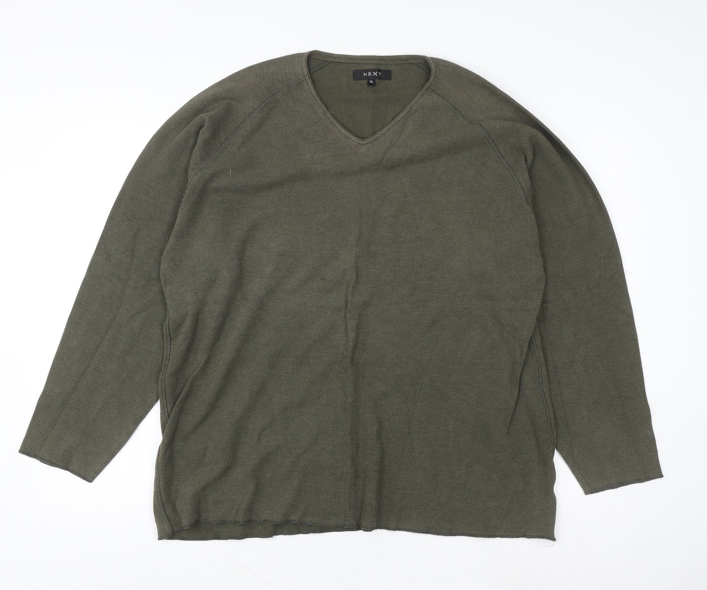 Next Men’s Green Cotton V-Neck Pullover Sweatshirt XL