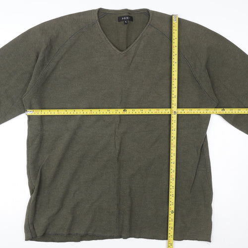 Next Men’s Green Cotton V-Neck Pullover Sweatshirt XL