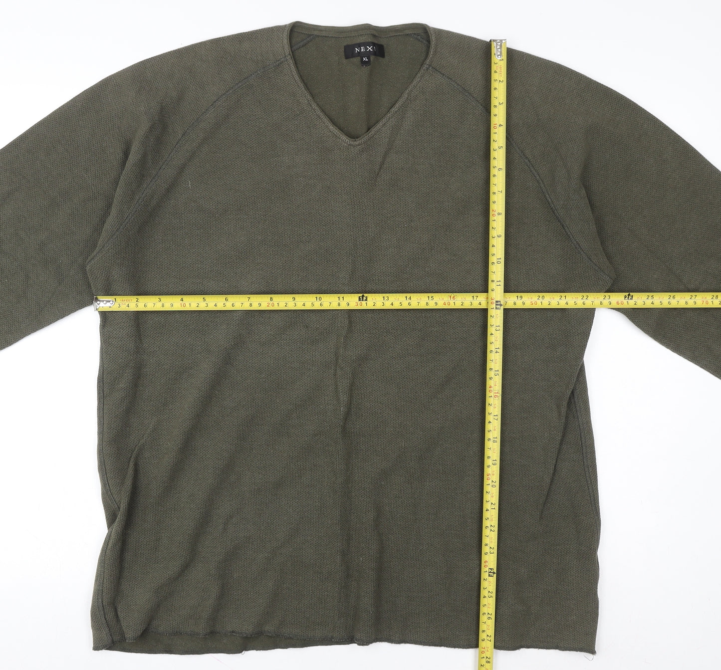 Next Men’s Green Cotton V-Neck Pullover Sweatshirt XL