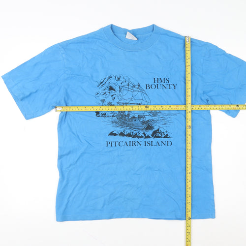 Cloud Women's Blue HMS Bounty Pitcairn Island Graphic Cotton T-Shirt Medium