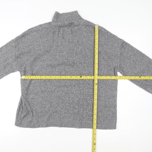 F&F Women's Grey Sequin High Neck Pullover Sweatshirt Size 12