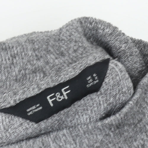 F&F Women's Grey Sequin High Neck Pullover Sweatshirt Size 12