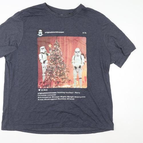 George Men's Blue Star Wars Stormtrooper Christmas 4XL Graphic T-Shirt