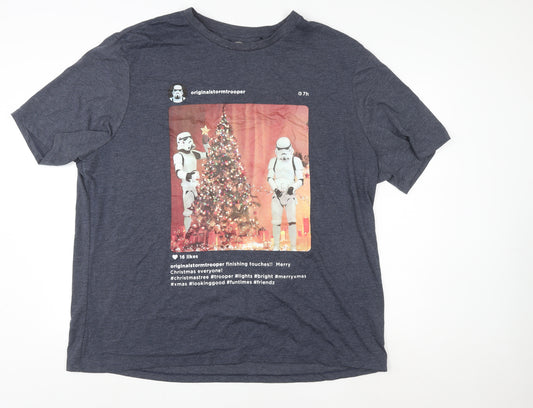 George Men's Blue Star Wars Stormtrooper Christmas 4XL Graphic T-Shirt