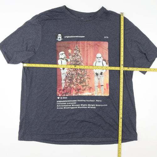 George Men's Blue Star Wars Stormtrooper Christmas 4XL Graphic T-Shirt