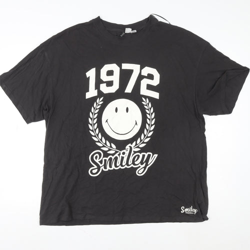Smiley Originals Men's Black 1972 Retro Graphic T-Shirt L
