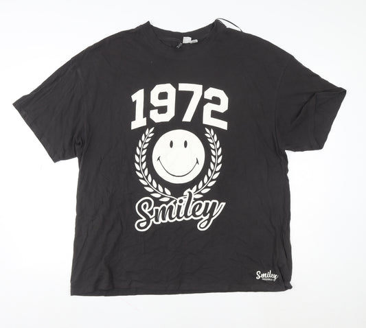 Smiley Originals Men's Black 1972 Retro Graphic T-Shirt L