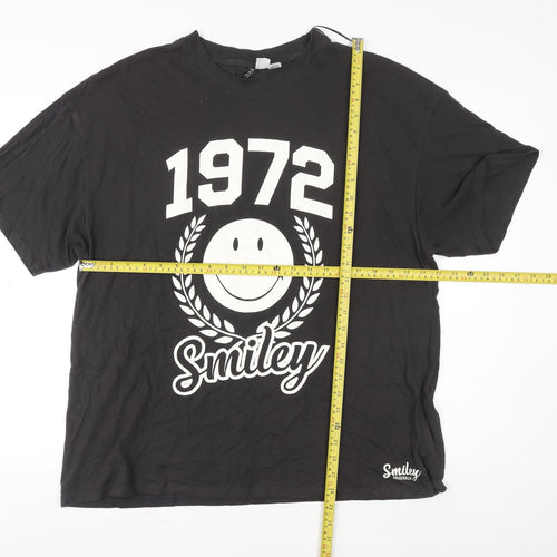 Smiley Originals Men's Black 1972 Retro Graphic T-Shirt L