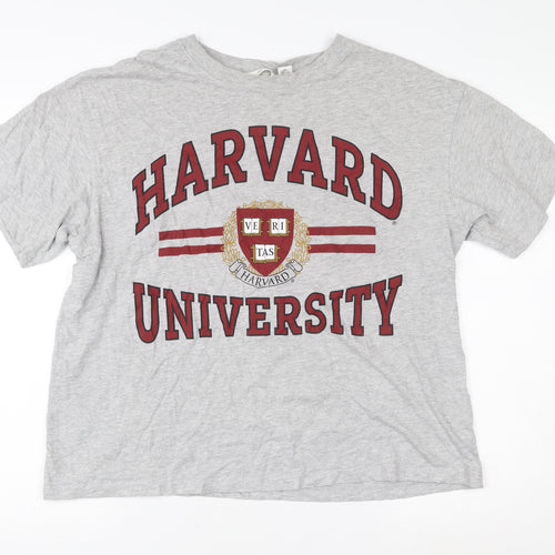 H&M Women’s Grey Harvard University Relaxed T-Shirt Size 12
