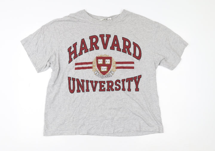 H&M Women’s Grey Harvard University Relaxed T-Shirt Size 12