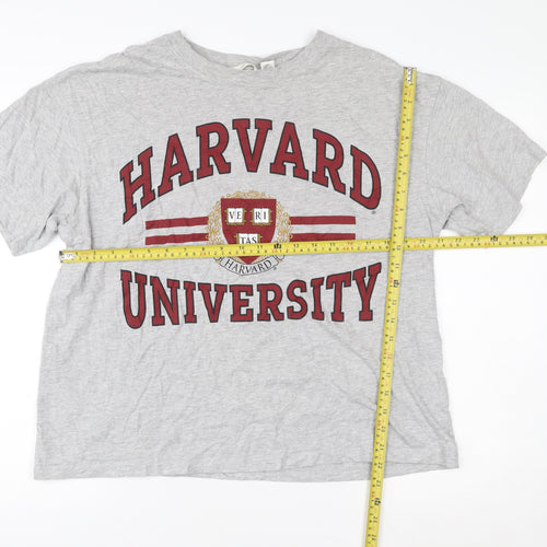 H&M Women’s Grey Harvard University Relaxed T-Shirt Size 12
