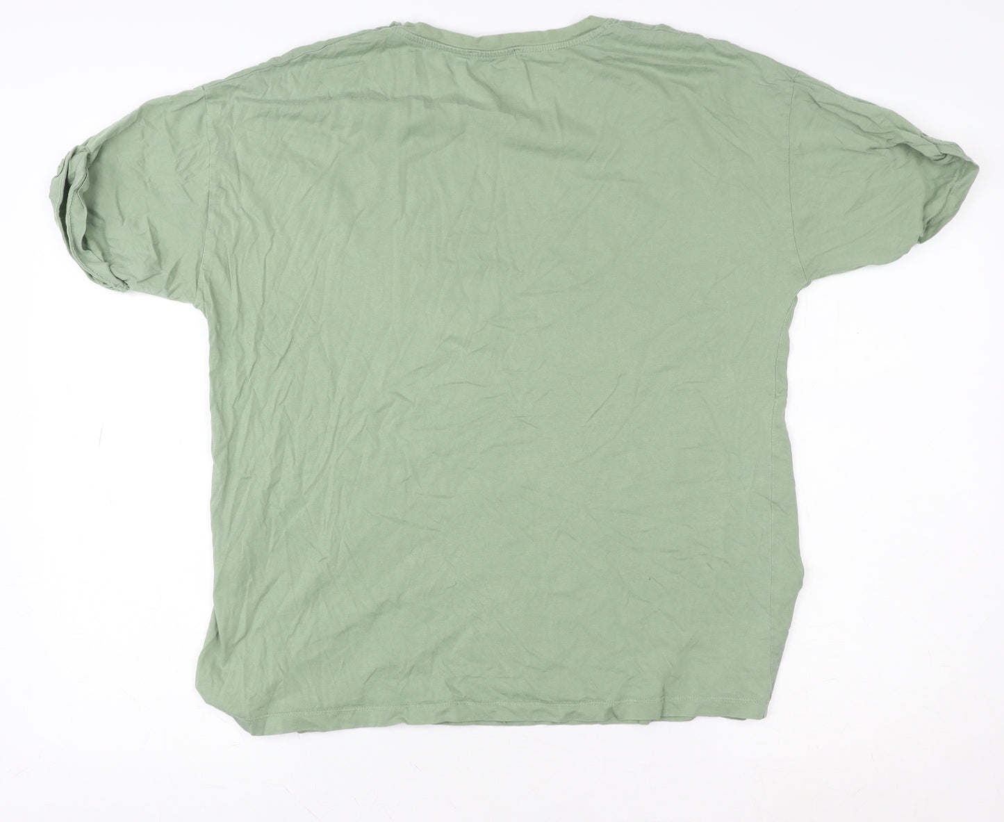 Zara Women's Green Basic Cotton T-Shirt Size S Crew Neck Short Sleeve