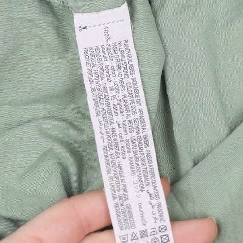 Zara Women's Green Basic Cotton T-Shirt Size S Crew Neck Short Sleeve