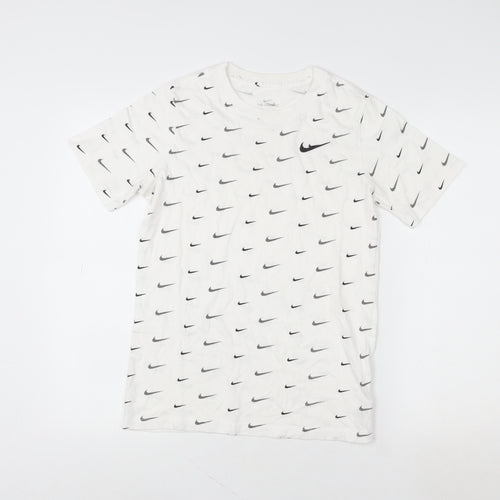 Nike Boys White Graphic Logo T-Shirt 13-14 Years Short Sleeve Cotton Tee