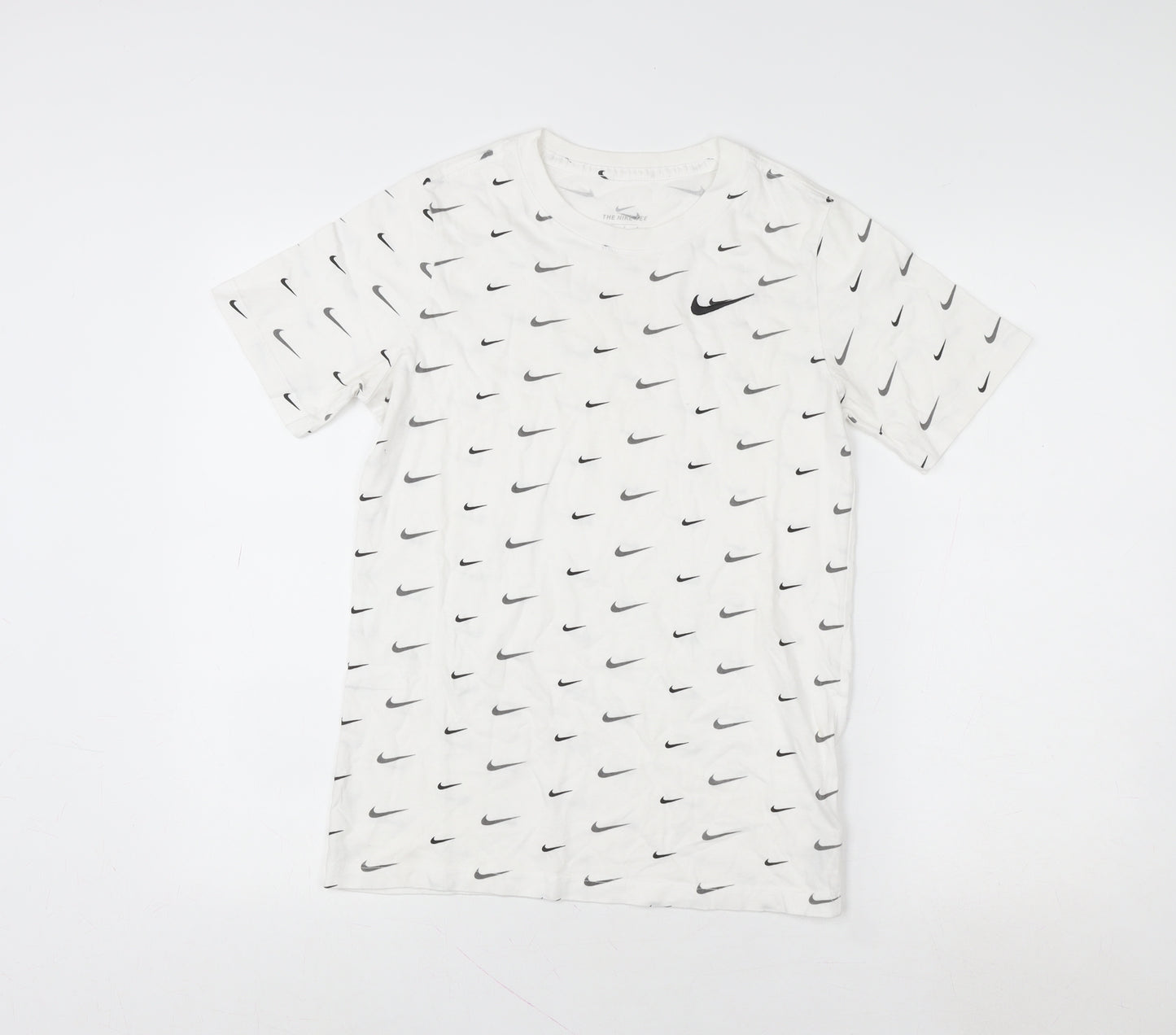 Nike Boys White Graphic Logo T-Shirt 13-14 Years Short Sleeve Cotton Tee