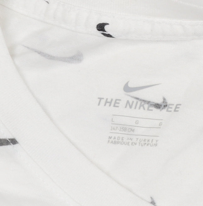 Nike Boys White Graphic Logo T-Shirt 13-14 Years Short Sleeve Cotton Tee