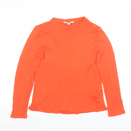 Marks and Spencer Women’s Orange Long Sleeve Basic Viscose T-Shirt UK 8