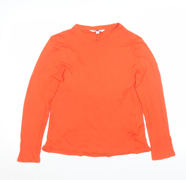 Marks and Spencer Women’s Orange Long Sleeve Basic Viscose T-Shirt UK 8
