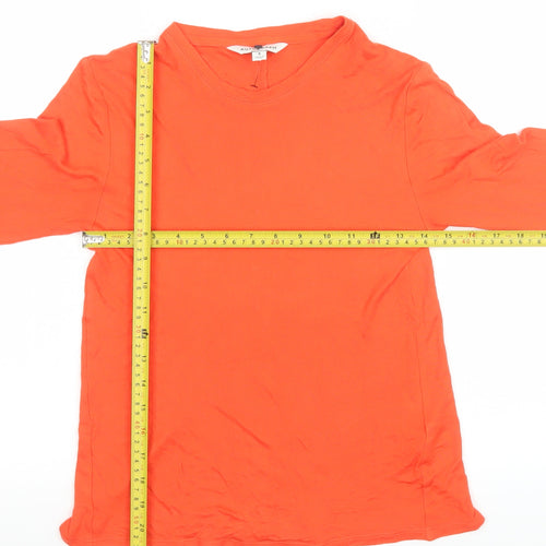 Marks and Spencer Women’s Orange Long Sleeve Basic Viscose T-Shirt UK 8