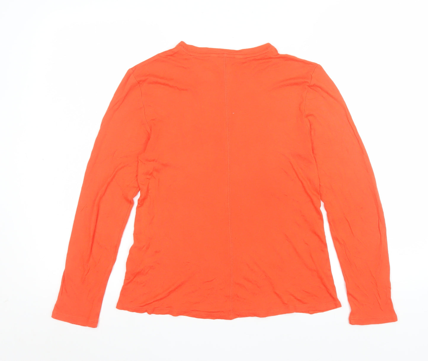 Marks and Spencer Women’s Orange Long Sleeve Basic Viscose T-Shirt UK 8