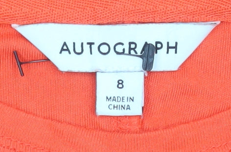 Marks and Spencer Women’s Orange Long Sleeve Basic Viscose T-Shirt UK 8