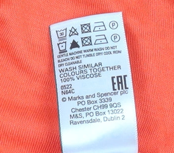 Marks and Spencer Women’s Orange Long Sleeve Basic Viscose T-Shirt UK 8