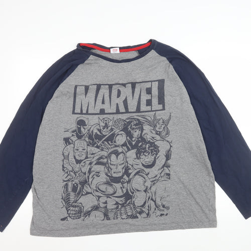 George Marvel Men's Grey 2XL Long Sleeve Comic T-Shirt