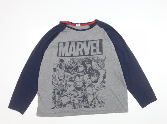 George Marvel Men's Grey 2XL Long Sleeve Comic T-Shirt