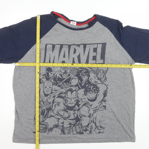George Marvel Men's Grey 2XL Long Sleeve Comic T-Shirt
