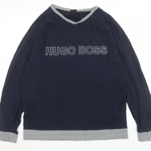 Hugo Boss Men's Blue XL Logo Pullover Sweatshirt
