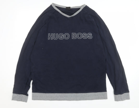 Hugo Boss Men's Blue XL Logo Pullover Sweatshirt