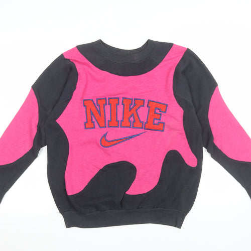 Nike Teens Black Pink Colourblock Pullover Sweatshirt L 152-158cm