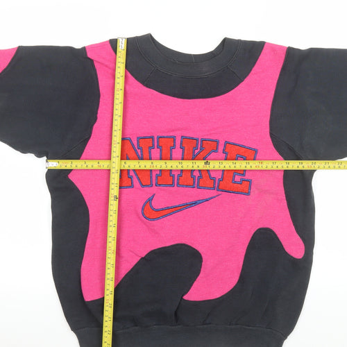 Nike Teens Black Pink Colourblock Pullover Sweatshirt L 152-158cm