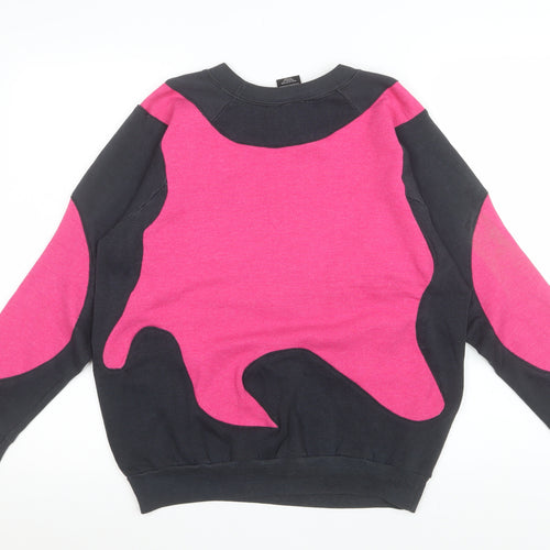 Nike Teens Black Pink Colourblock Pullover Sweatshirt L 152-158cm