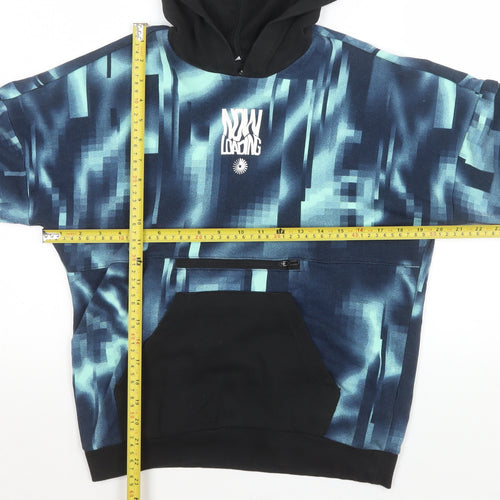 adidas Boys Blue Graphic Pullover Hoodie 11-12 Years Cotton Blend