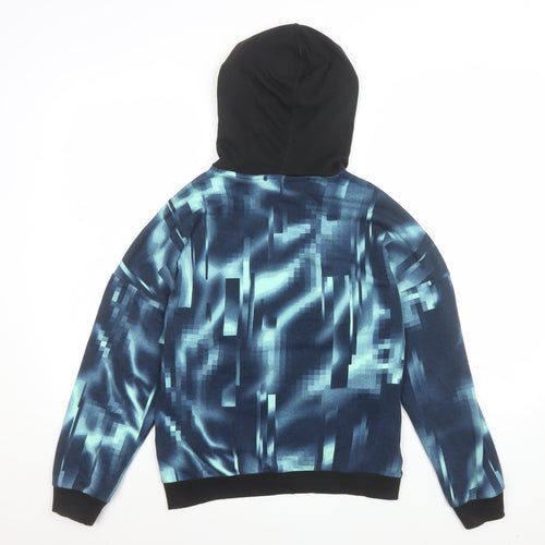 adidas Boys Blue Graphic Pullover Hoodie 11-12 Years Cotton Blend