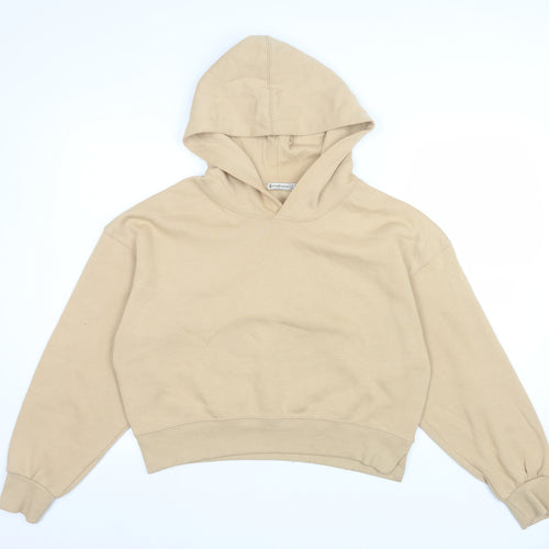 Stradivarius Womens Beige Hoodie Medium Pullover Cotton Blend Sweater