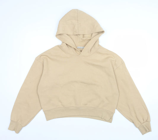 Stradivarius Womens Beige Hoodie Medium Pullover Cotton Blend Sweater