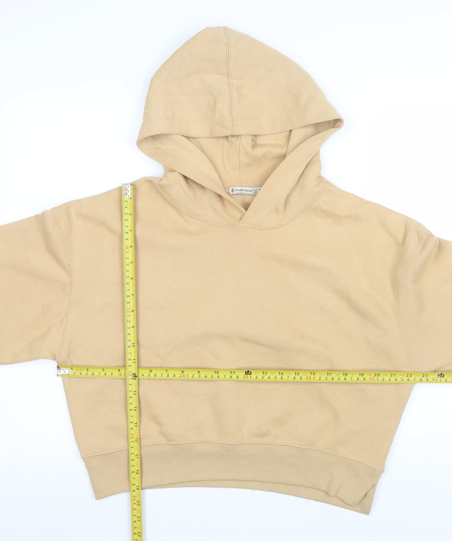 Stradivarius Womens Beige Hoodie Medium Pullover Cotton Blend Sweater