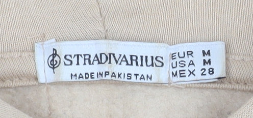 Stradivarius Womens Beige Hoodie Medium Pullover Cotton Blend Sweater