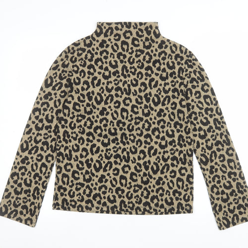 Marks and Spencer Women’s Brown Leopard Print Roll Neck Long Sleeve Top Size 6