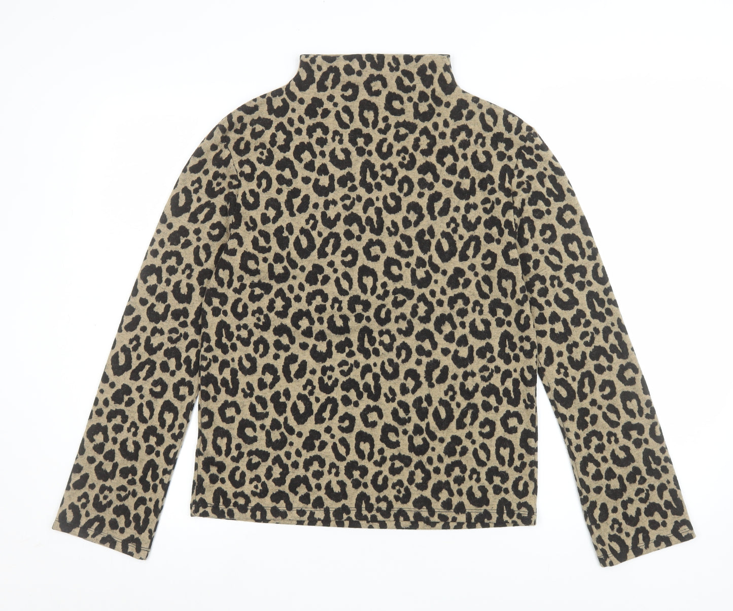 Marks and Spencer Women’s Brown Leopard Print Roll Neck Long Sleeve Top Size 6