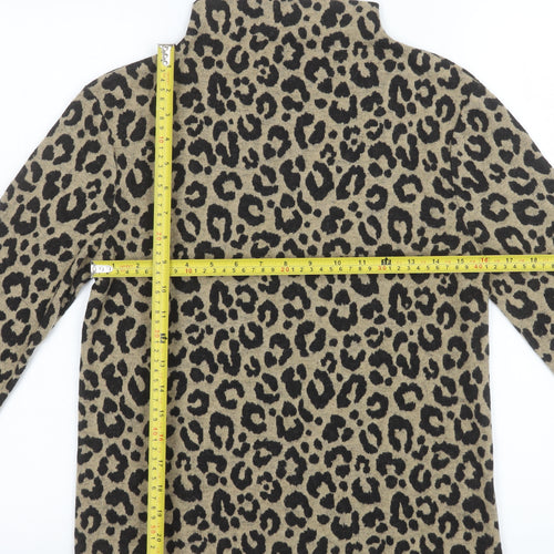 Marks and Spencer Women’s Brown Leopard Print Roll Neck Long Sleeve Top Size 6