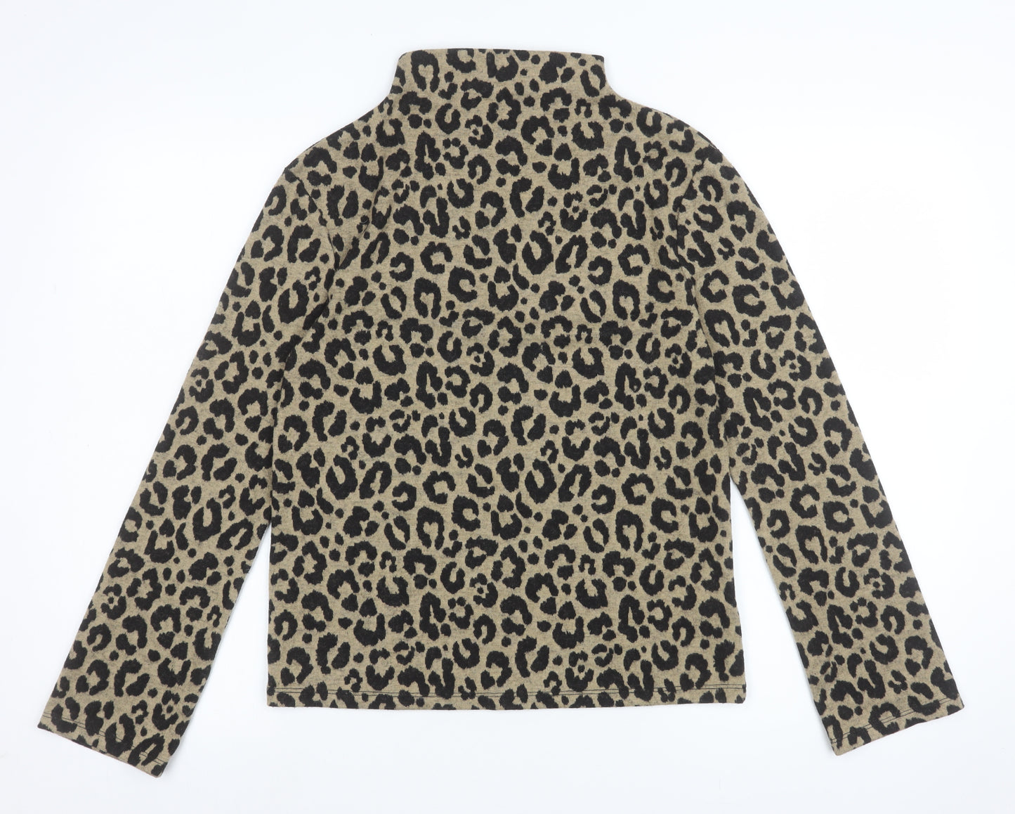 Marks and Spencer Women’s Brown Leopard Print Roll Neck Long Sleeve Top Size 6