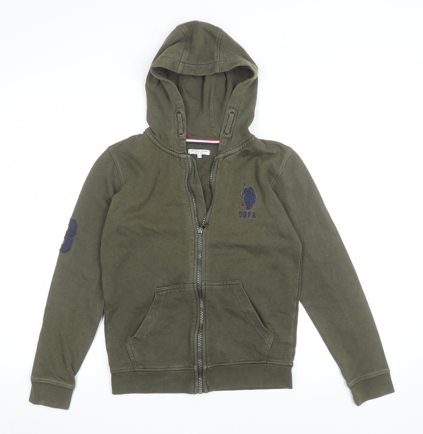 U.S. Polo Assn. Boys Green Full Zip Fleece Hoodie 9-10 Years