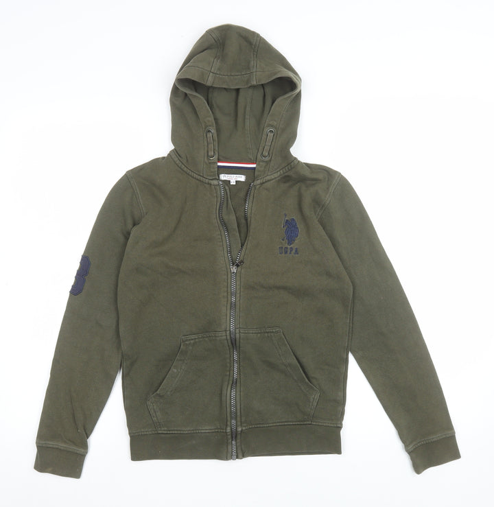 U.S. Polo Assn. Boys Green Full Zip Fleece Hoodie 9-10 Years
