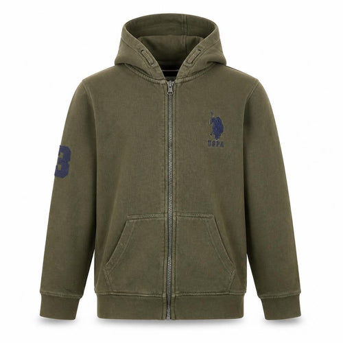 U.S. Polo Assn. Boys Green Full Zip Fleece Hoodie 9-10 Years