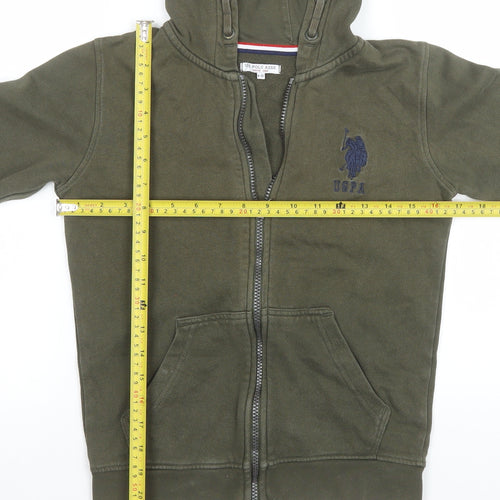 U.S. Polo Assn. Boys Green Full Zip Fleece Hoodie 9-10 Years
